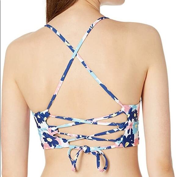 Splendid Room To Bloom Blue Floral Racerback Bikini Top Size Small NWT - Picture 3 of 7